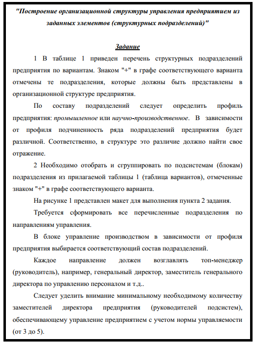 Контрольная работа: Построение структуры организации